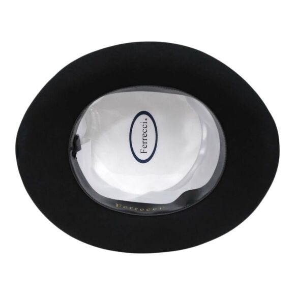 FERRECCI MENS PREMIUM TOP HAT IN BLACK WOOL VICTORIAN ELEGANCE WITH SATIN LINING - Picture 4 of 6